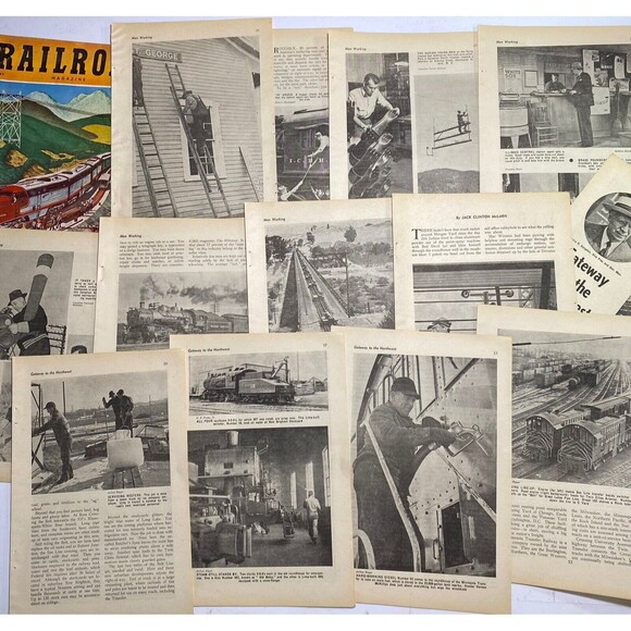 VTG Railroad Ephemera Pages/Pictures of Trains Equipment People My/Jy 1954 5.8oz - Picture 5 of 6